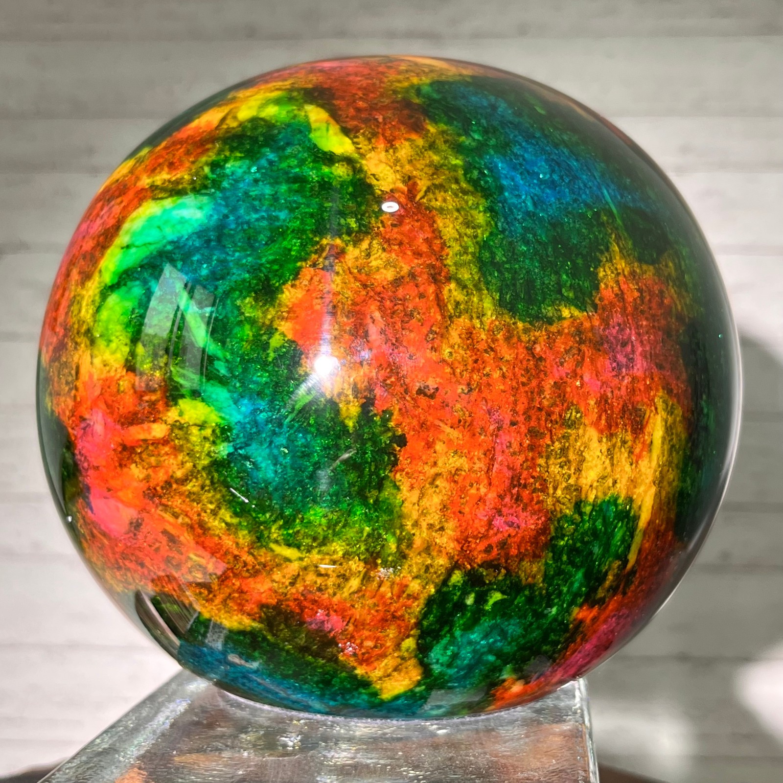 11.22 lb Natural Seven Color Jade Sphere – Taiwan Serpentine Crystal Ball 5.7in