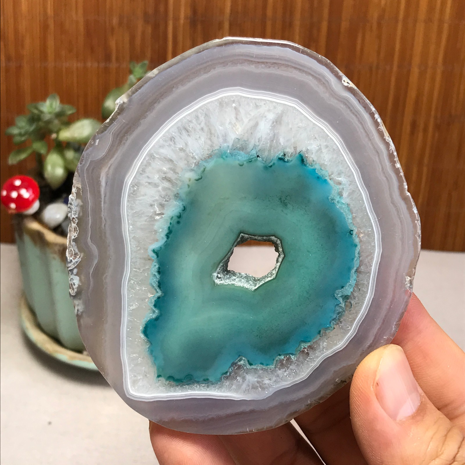 96mm Natural agate Slab/Slice quartz crystal pictographic specimen 94g A3088