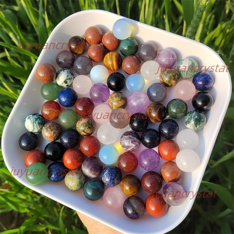 100pcs MIX Natural Crystal mini 15mm Sphere Quartz Crystal Ball Reiki Healing