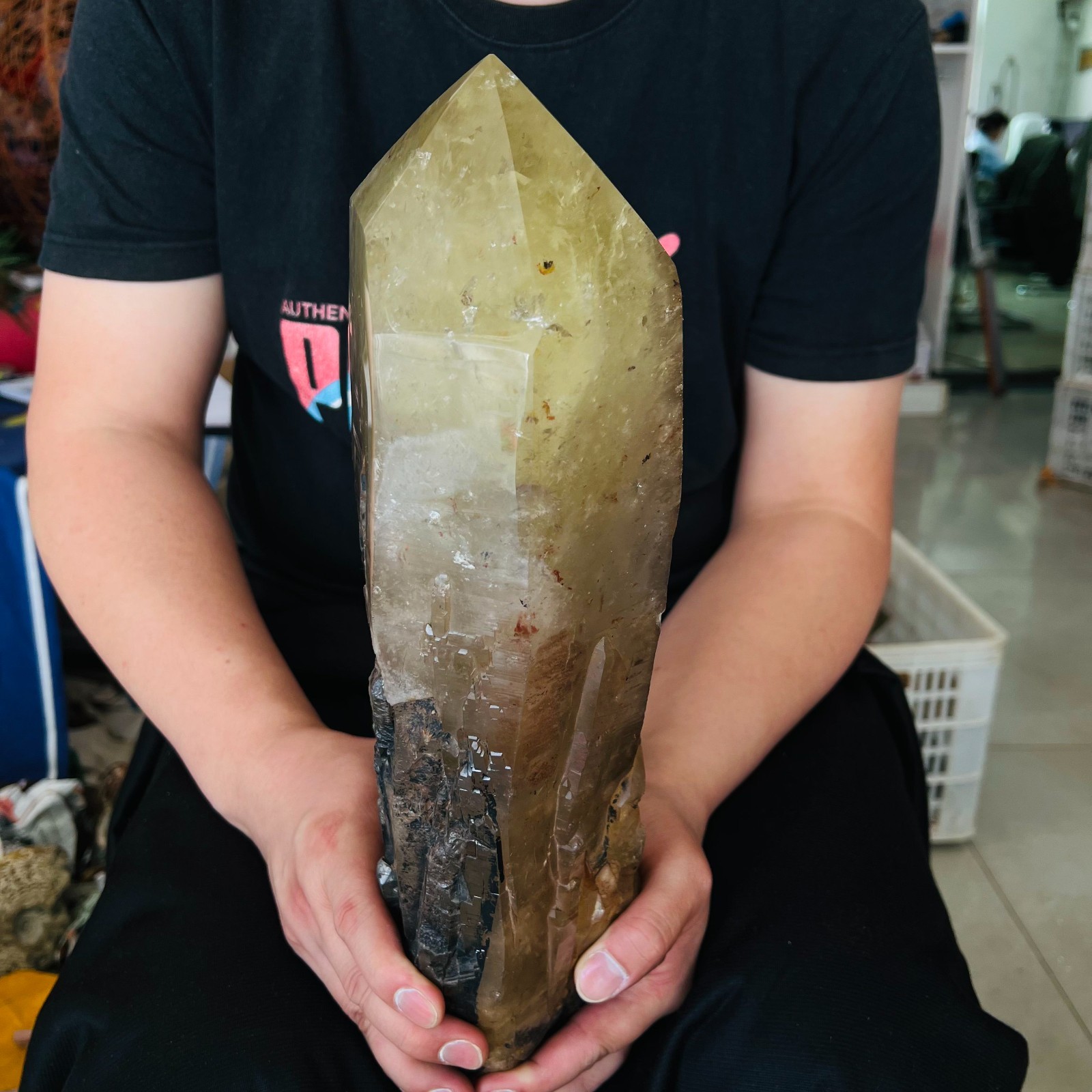 15.4LB Genuine Citrine Elestial Crystal – Untreated Raw Stone Healing Crystal