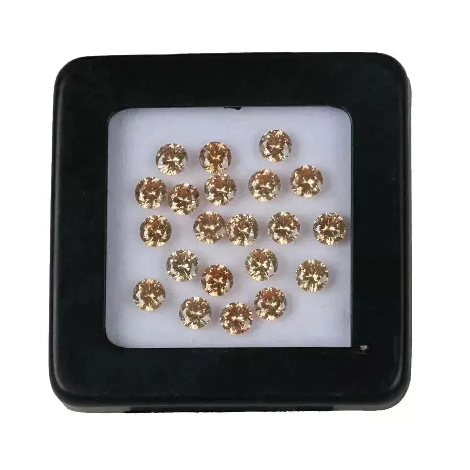 Natural 6 mm 15 Pcs Lot Certified Cambodian Champagne Zircon Loose RG Gemstone