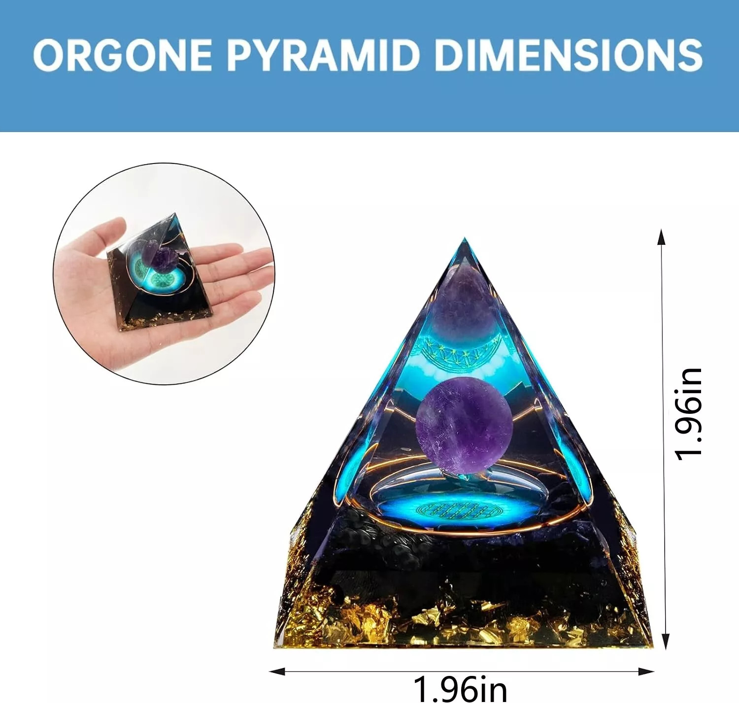 Orgonite Pyramid Ball Chakra Energy Quartz Crystal Healing Reiki Lucky Stone USA