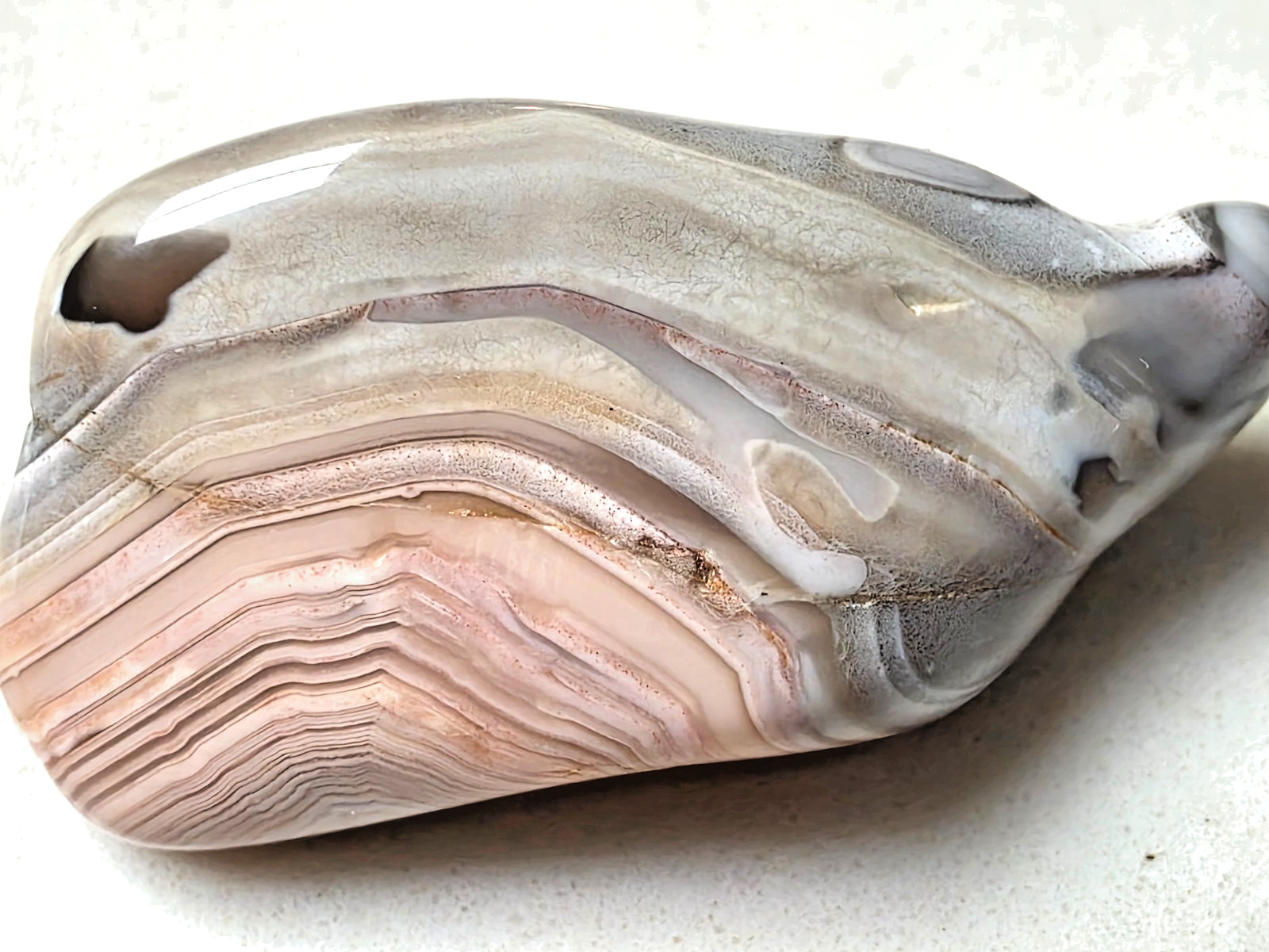 3 POLISHED BOTSWANA AGATEs , Bands , eyes , Pinks . Nice Lot