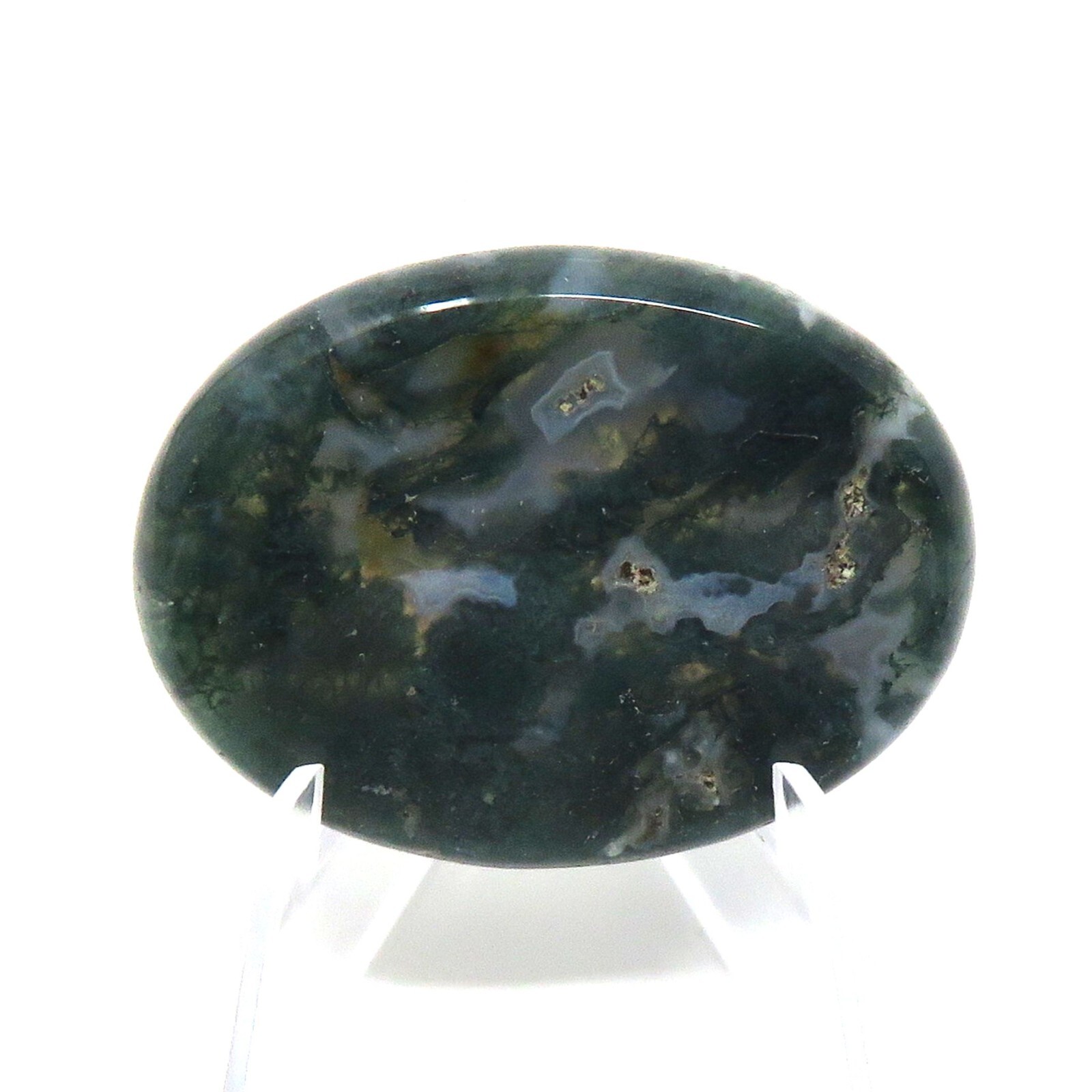 Moss Agate Worry Stone #616- 45mm x 35mm x 9mm – Pocket Stone