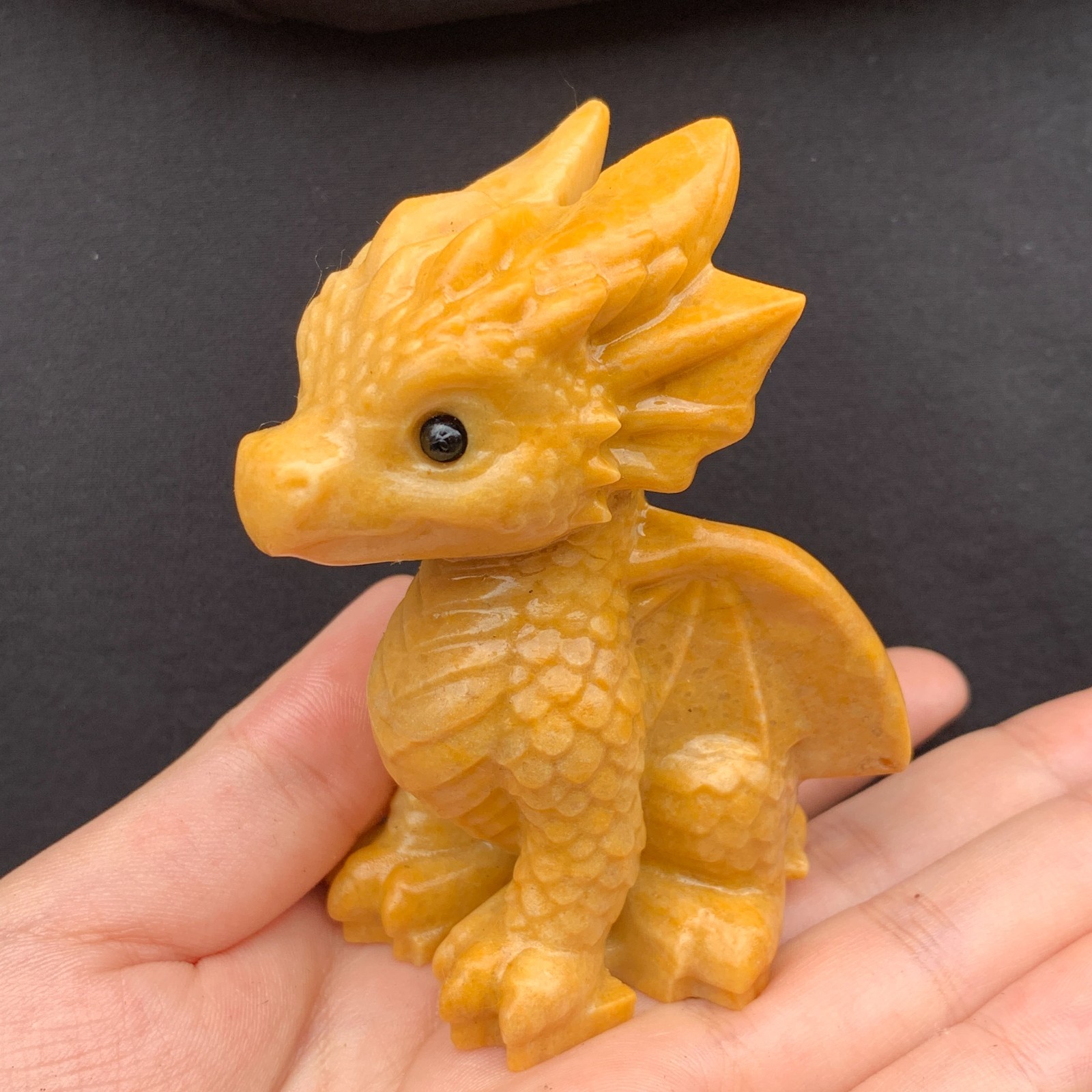 1pc Natural Yellow Jade Quartz Carved Little Dragon Skull Crystal Reiki Decor