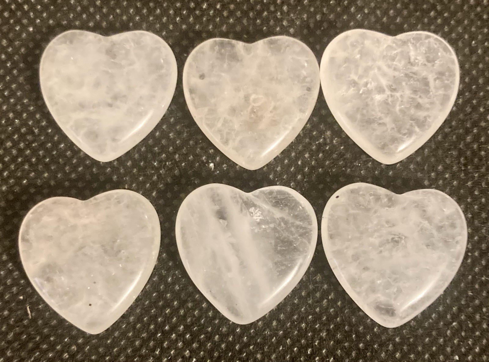 Transparent Quartz Stone Handcrafted 20mm Hearts Lot of 6