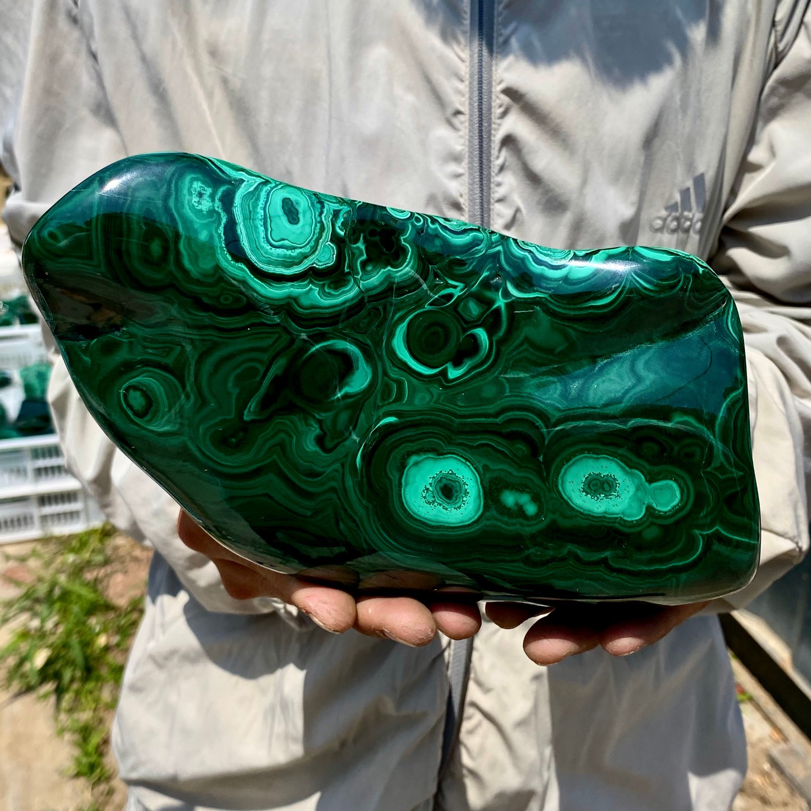 3.94LB Natural glossy Malachite transparent cluster rough mineral sample