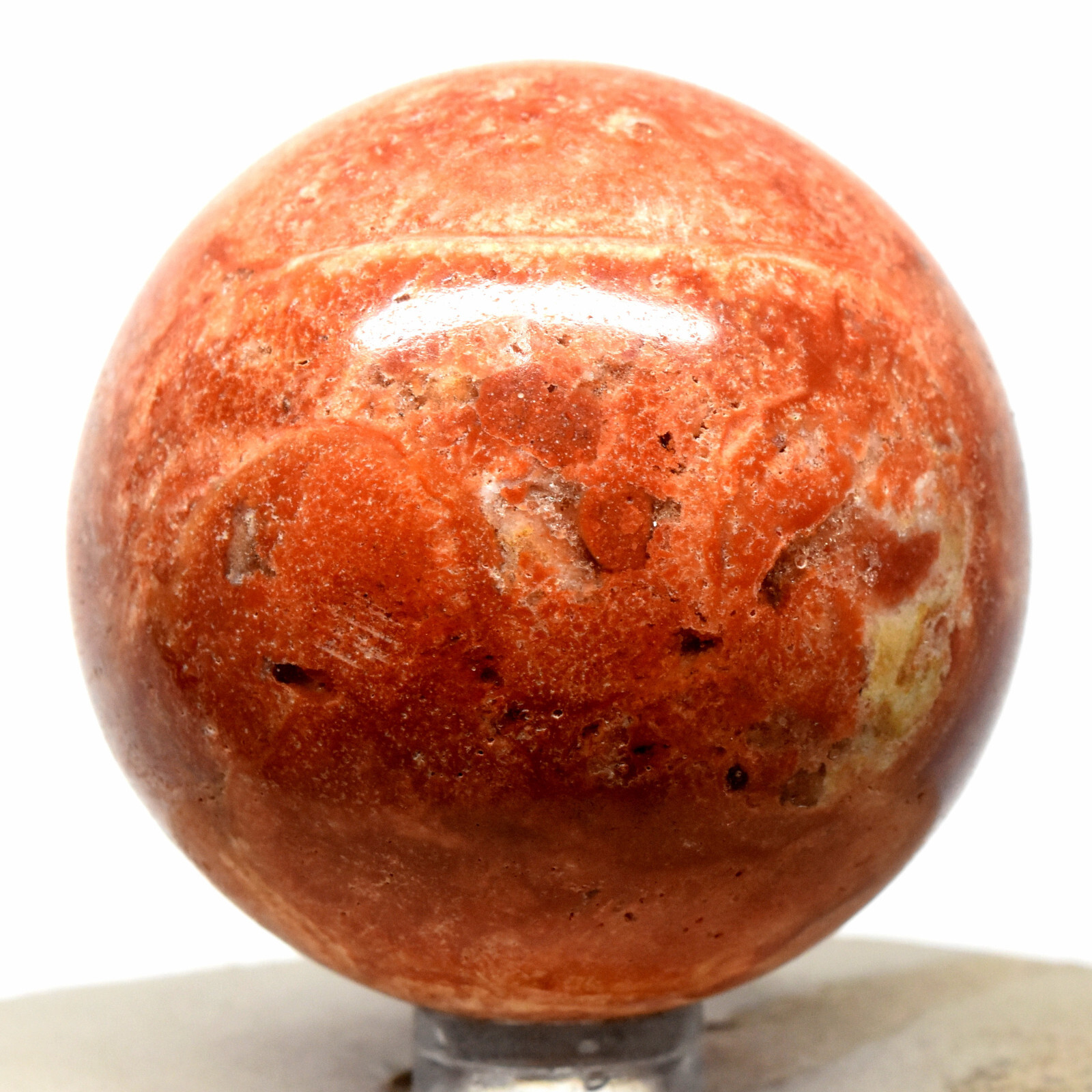 52mm Orange Jasper Sphere Natural Sparkling Mineral Polished Decor Stone – Peru