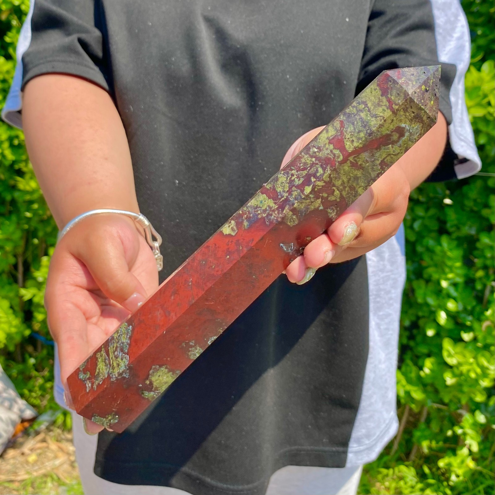 1.52LB Natural Dragon Blood Column Obelisk Crystal Column Wand Point Healin