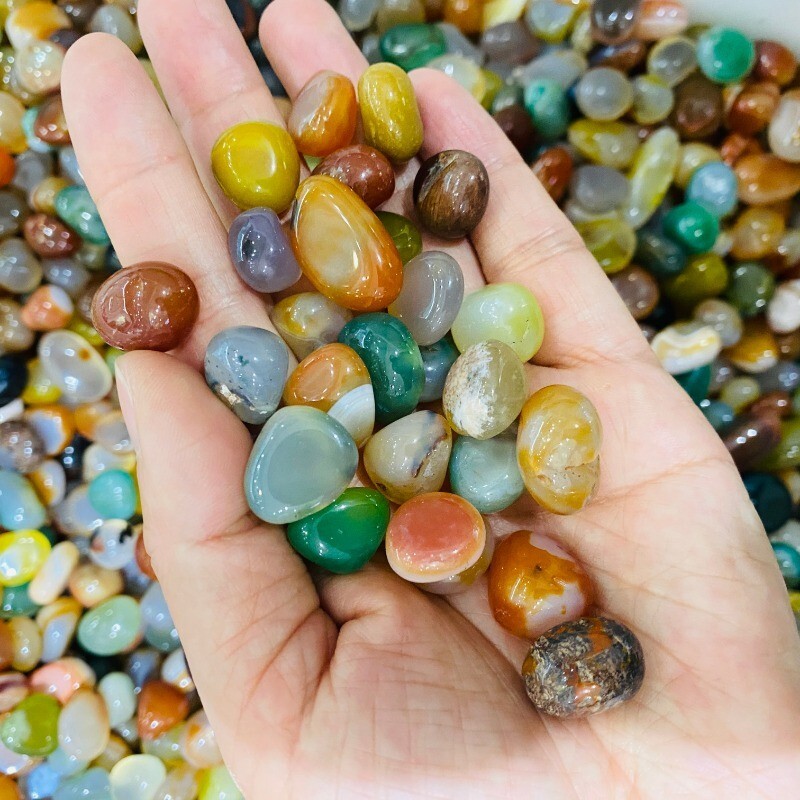 200g Natural multicoloured agate stone degaussing stone with crystal particles