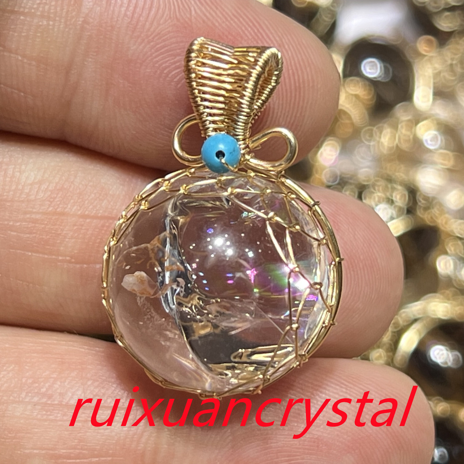 1PC Natural clear crystal Quartz sphere Rainbow Crystal Ball pendant Healing