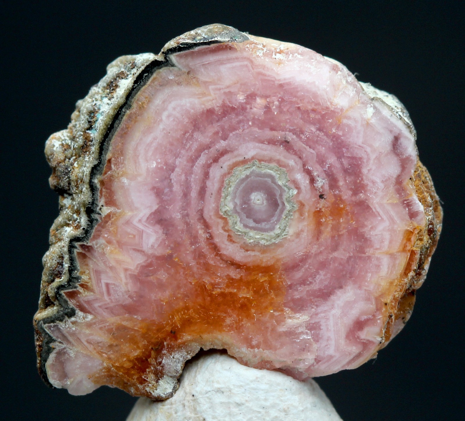 BANDED RHODOCHROSITE Mineral Specimen Stalactite Section Cave Crystal ARGENTINA