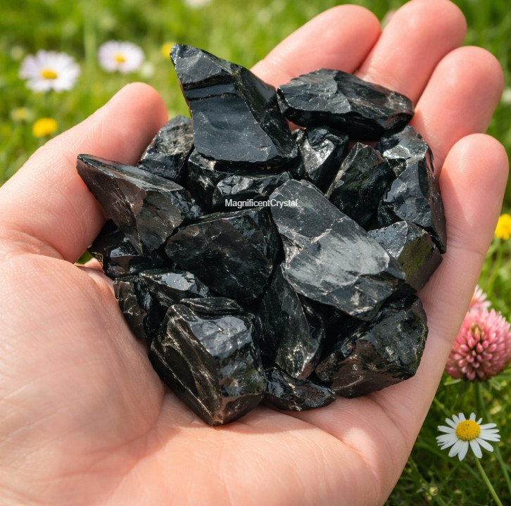 3PCS Natural Raw Black Obsidian Stones Natural Rough Crystal Mineral Specimen