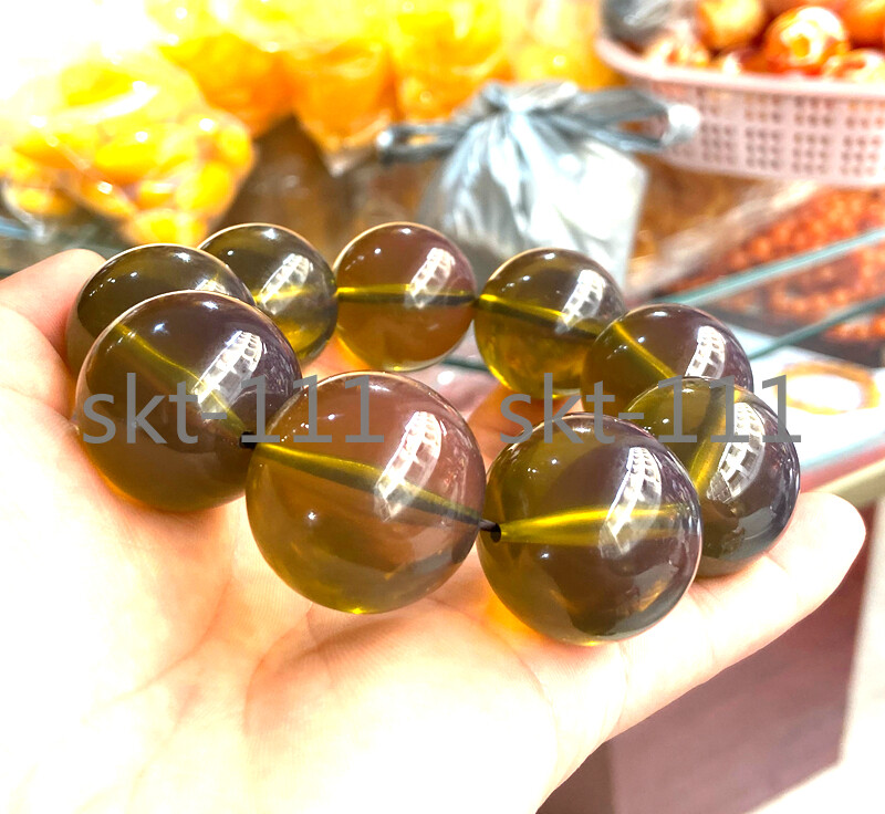 Huge 0 Certificate 30mm Natural Mexico sky blue Amber Beads Bracelet