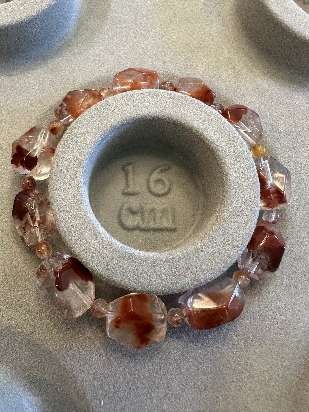 Red Rabbit Hair Quartz & Phantom Quartz Facet Bead Bracelet