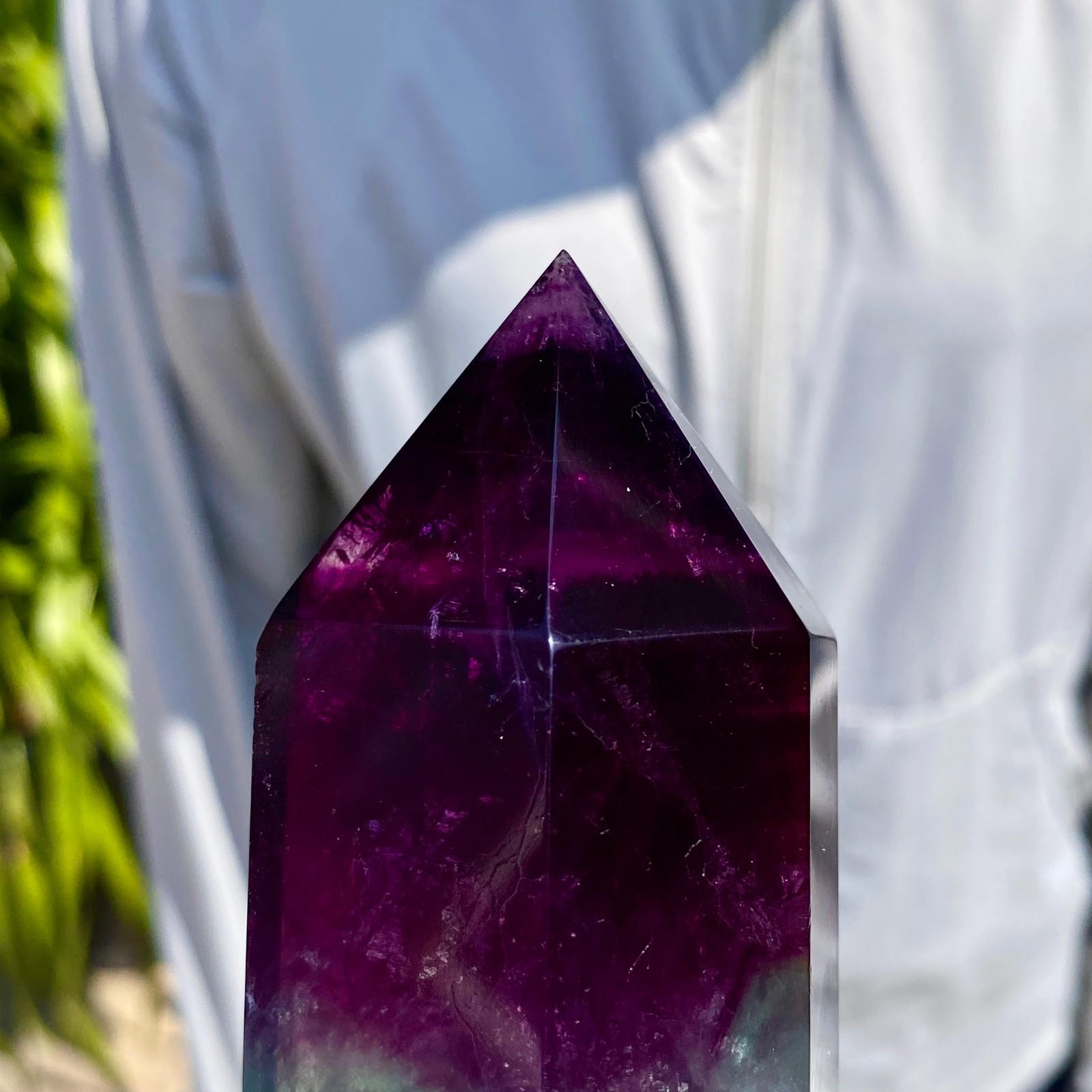 2.22LB Natural Fluorite Crystal Column Magic Wand Obelisk Point Earth Healing