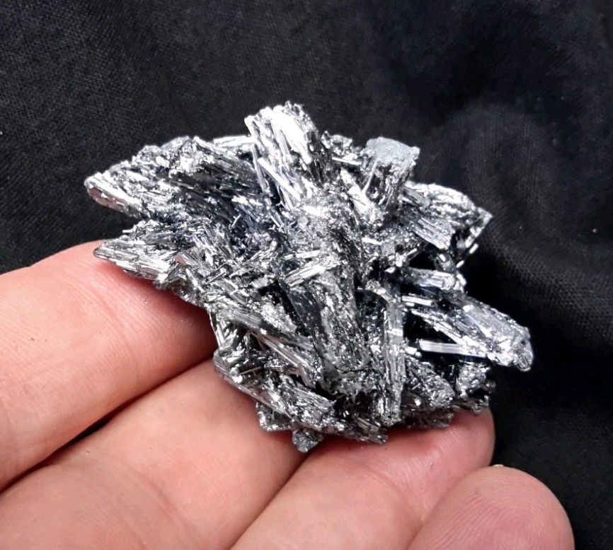 2″ Shiny STIBNITE Cluster on Matrix from Lianyungang, China