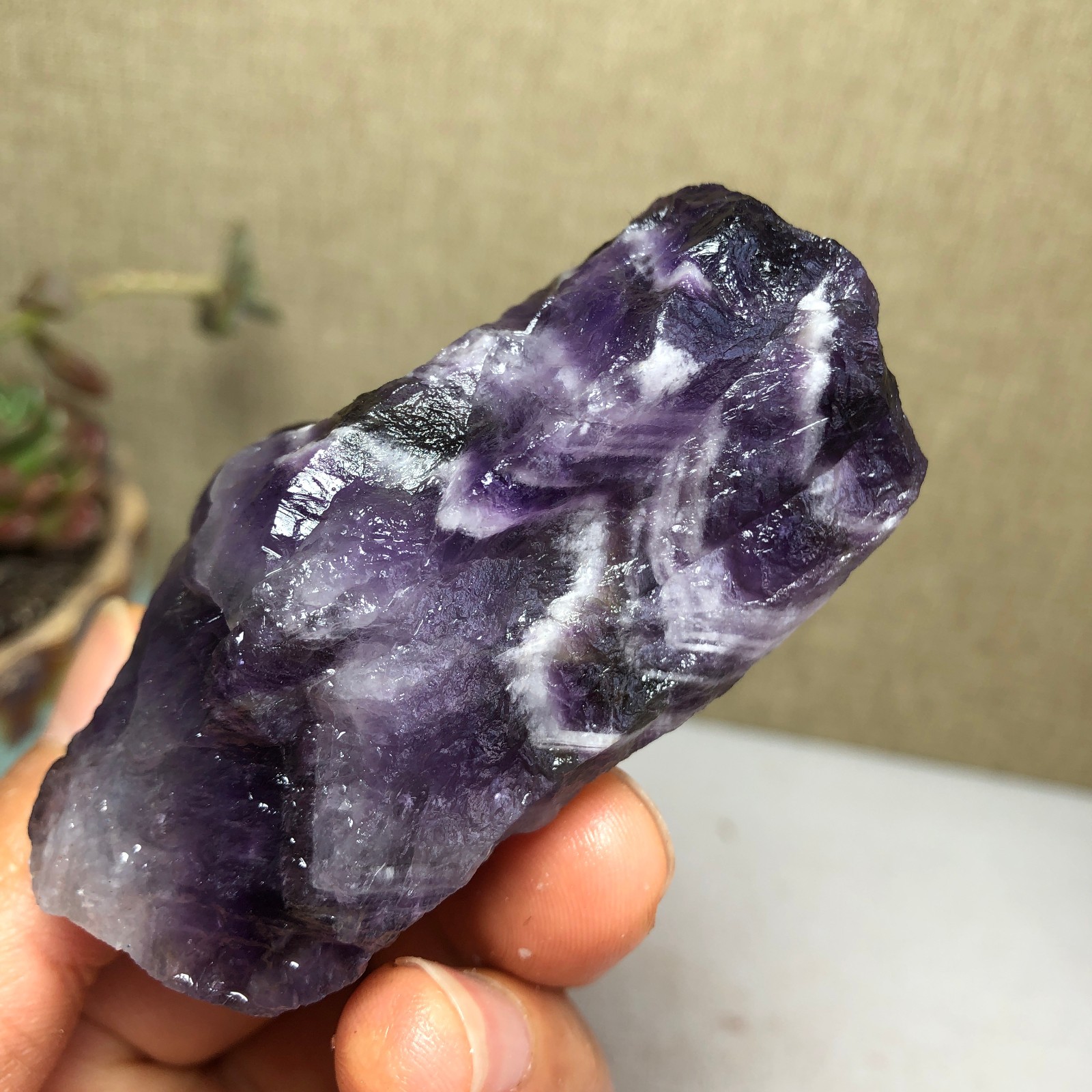69mm Natural Dream Amethyst gemstone rough Crystal uncut specimens 111g A3815