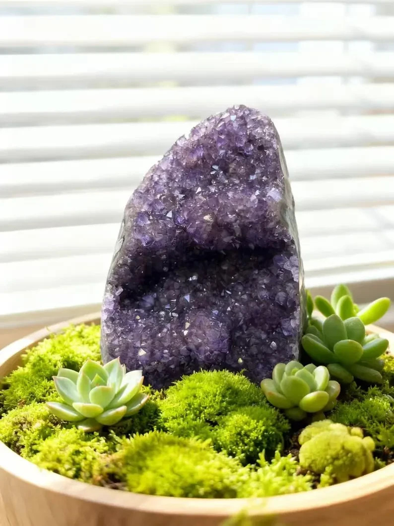 Natural Amethyst Cluster Geode Raw Crystal Mineral Specimens Metaphysical Decor