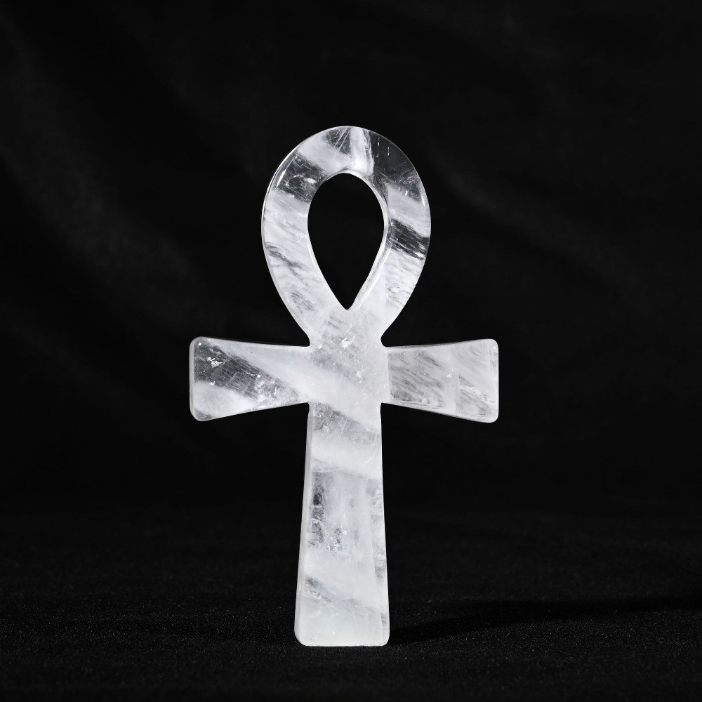 Natural Crystal Ankh Cross Pendant Egyptian Life Symbol Reiki Healing Quartz
