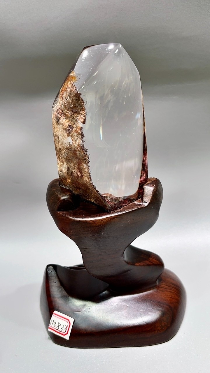 1.5LB Top Natural colorful ghost phantom Quartz Crystal Mineral specimen+base
