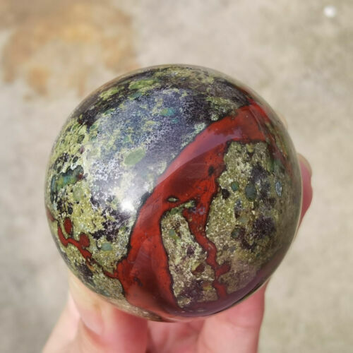 1PC Natural Dragon’s Blood Stone Ball Quartz Crystal Sphere Reiki Healing 45+mm