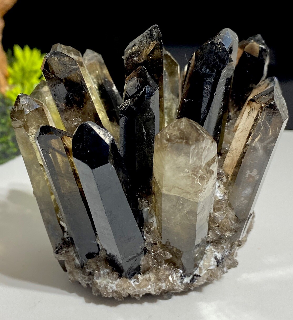 Large 210g, 80mm Smoky Quartz Crystal Cluster With All Extrusions Intact