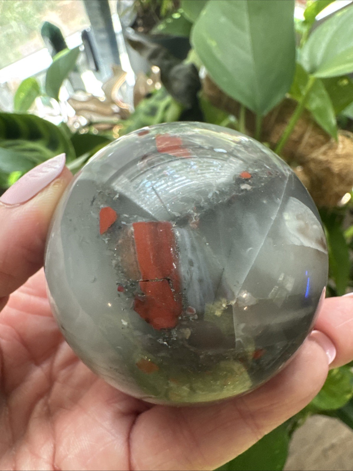 African Bloodstone Crystal Sphere 313 Grams 2.3”