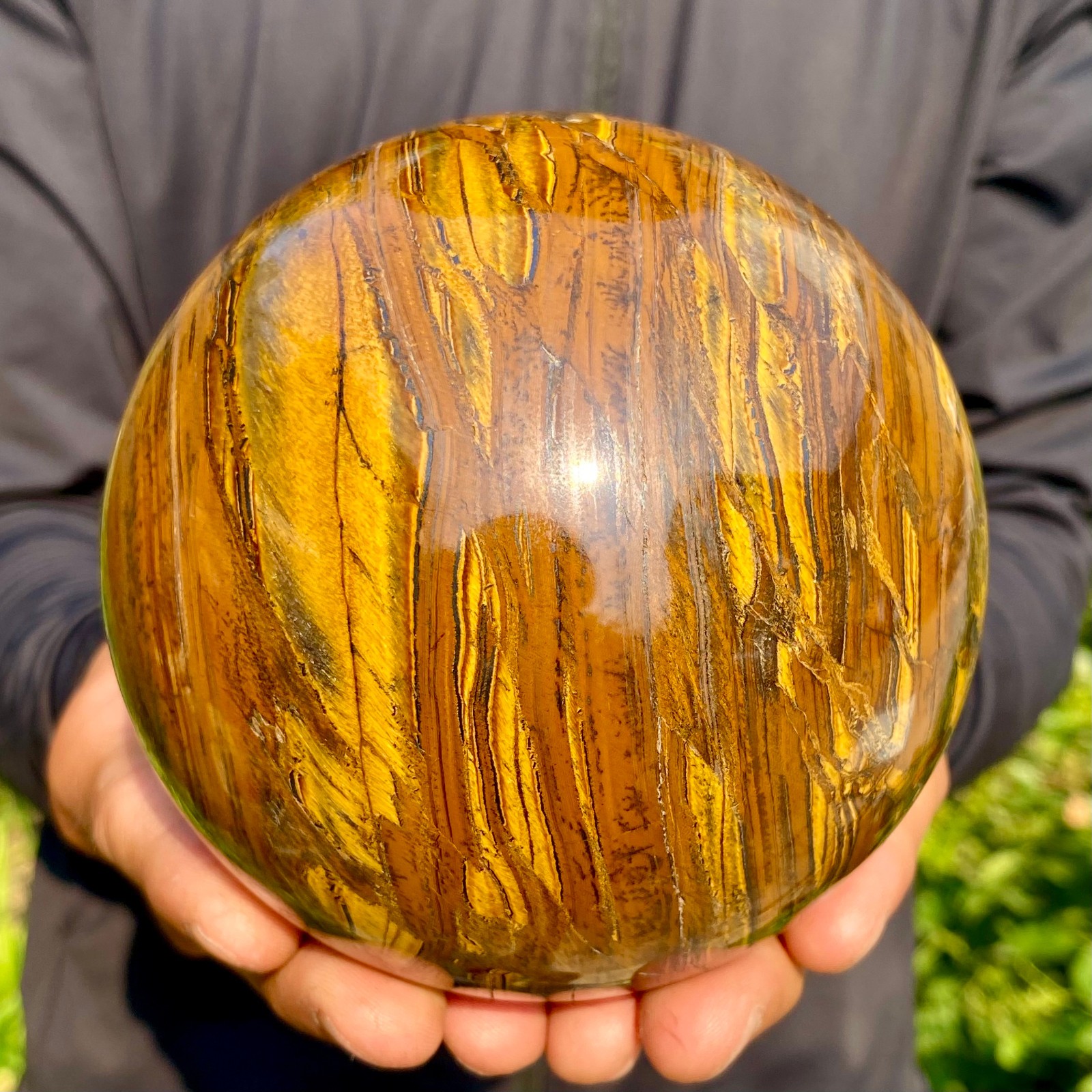 4.47LB Large Natural Tiger’s Eye Ball Quartz Crystal Sphere Gem Healing Décor