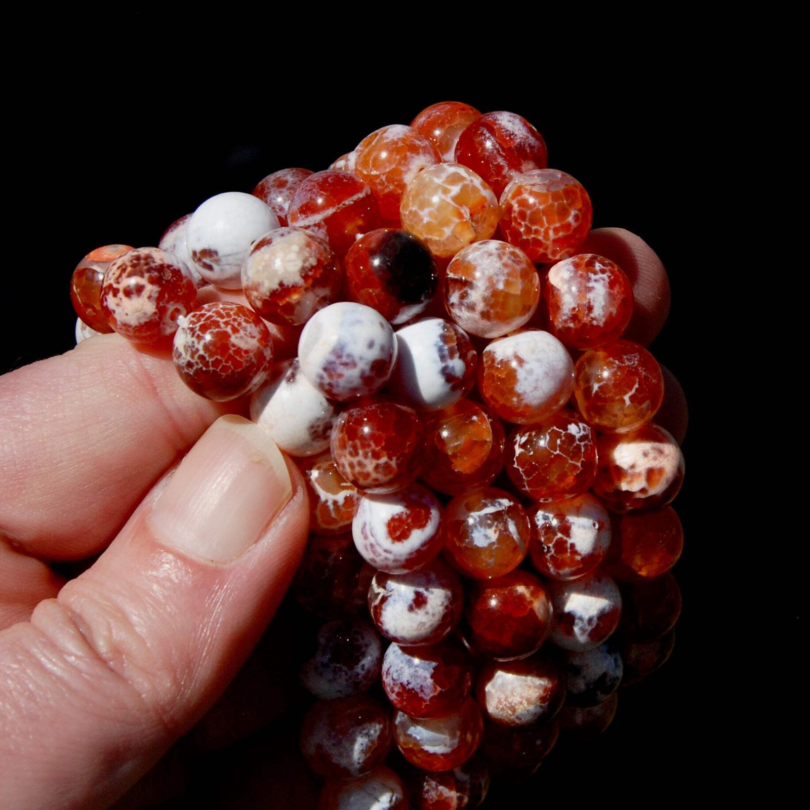 Mexican Fire Agate Crystal Bracelet, 10mm Beads