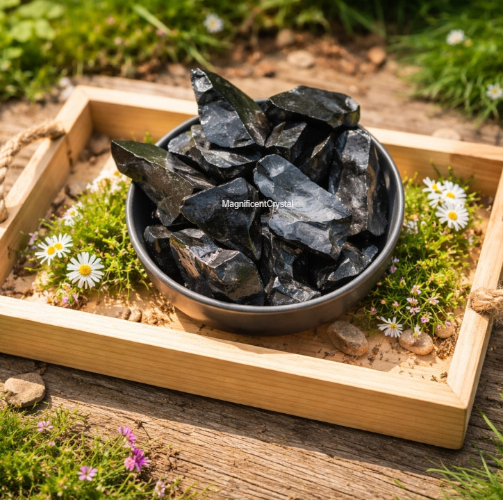 3PCS Natural Raw Black Obsidian Stones Natural Rough Crystal Mineral Specimen