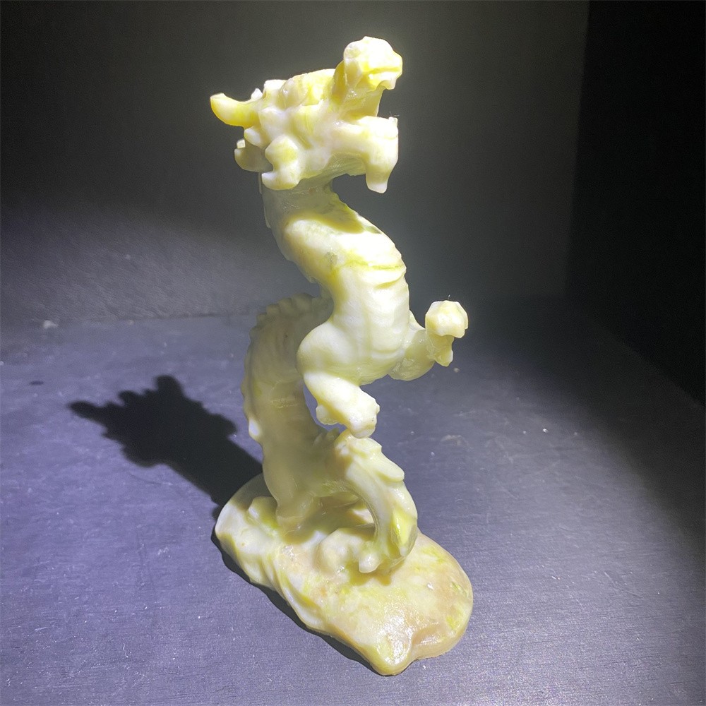 1LB 6.1″Natural Xiuyan Jade Chinese Dragon Statue Crystal Reiki Carving Decor