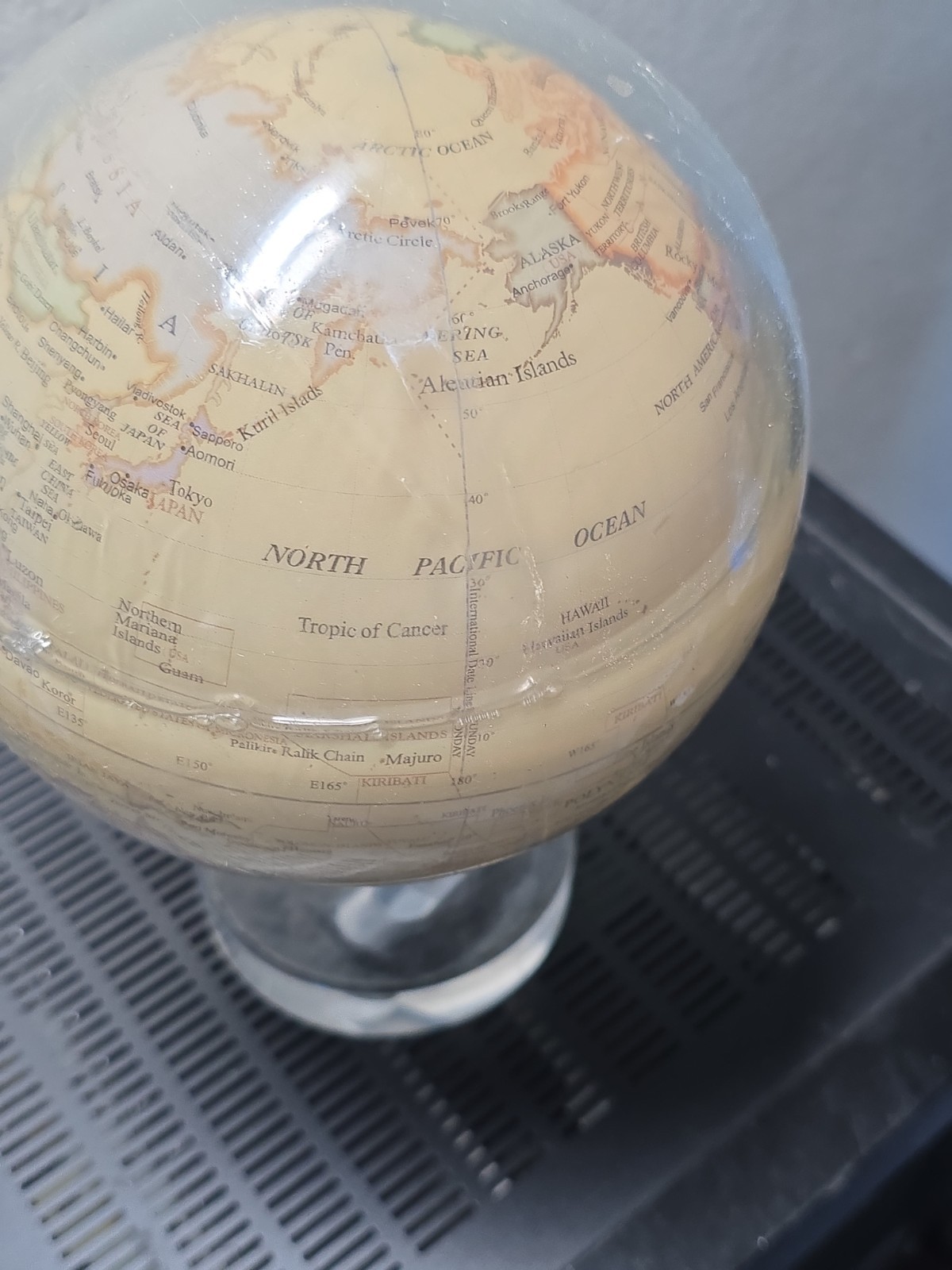 MOVA Antique Beige 4.5 Inch Solar Rotating World Globe with Acrylic Stand