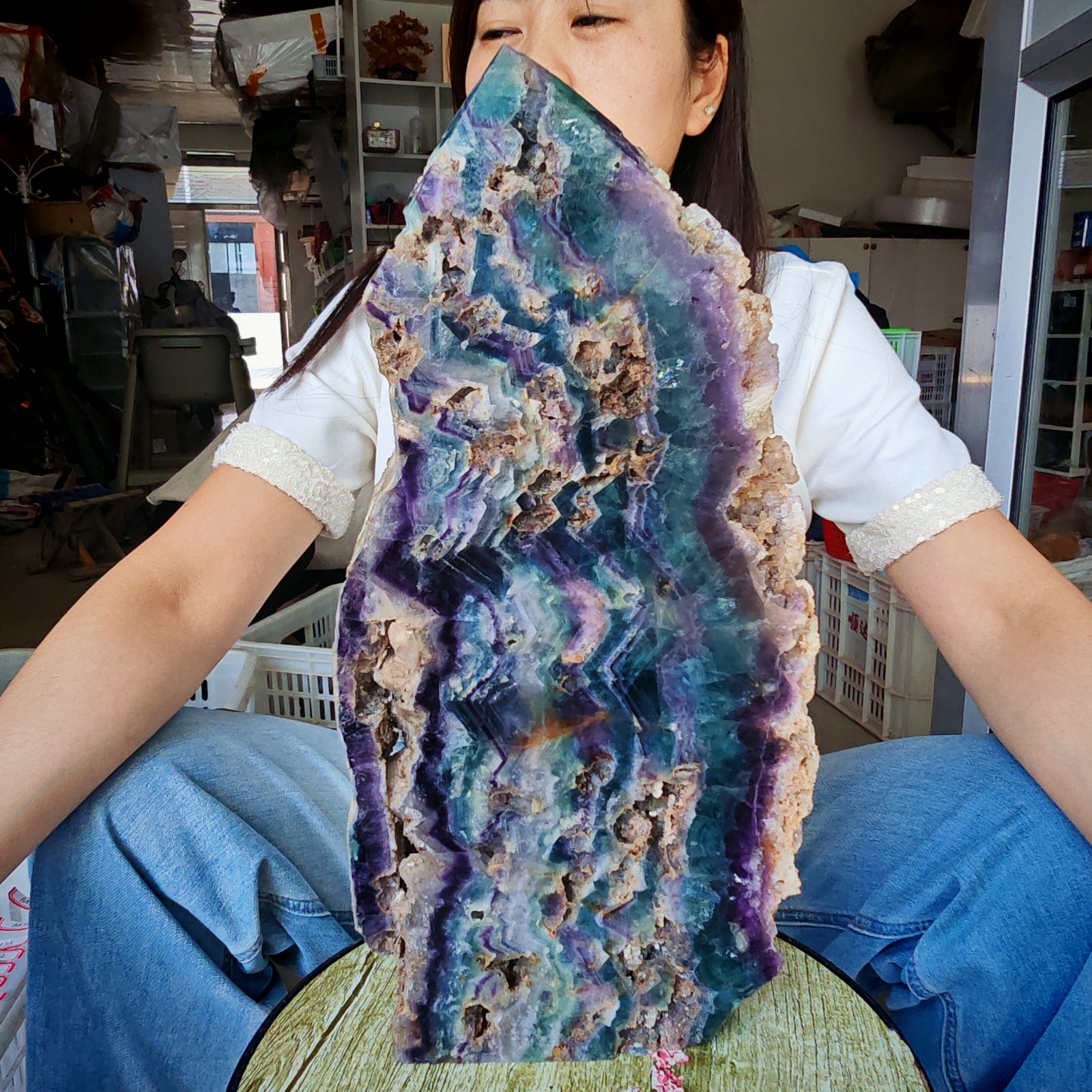 14.3LB Restoration of Natural Colored Fluorite Crystal Specimens 6500g