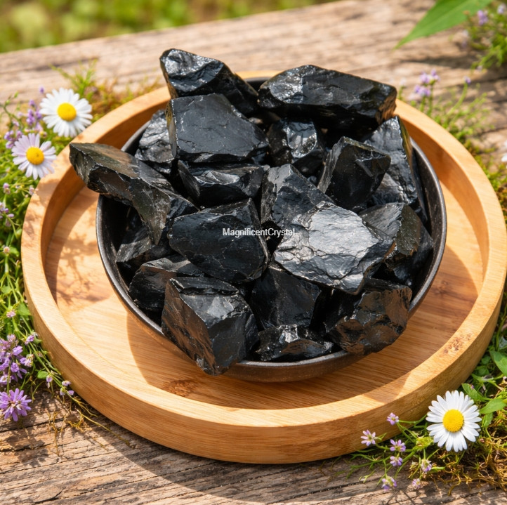 3PCS Natural Raw Black Obsidian Stones Natural Rough Crystal Mineral Specimen