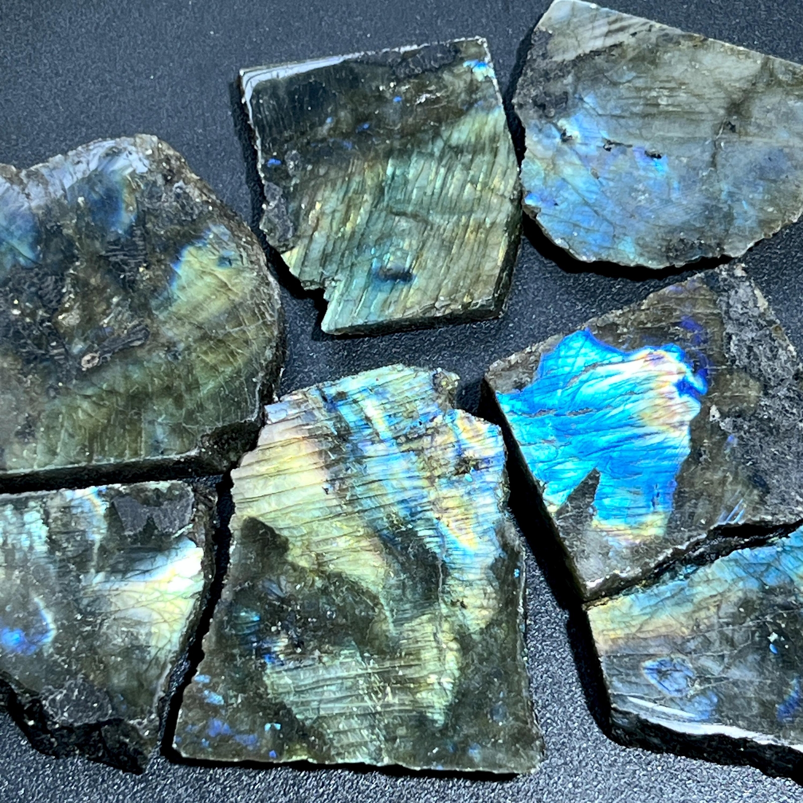 Flashy Labradorite Polished Rough Cut Slab Tiles (By The Piece or Pound)