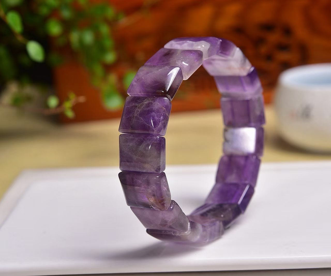 1pcs Natural Crystal Dream Amethyst Quartz Hand Bracelet 16mm Healing