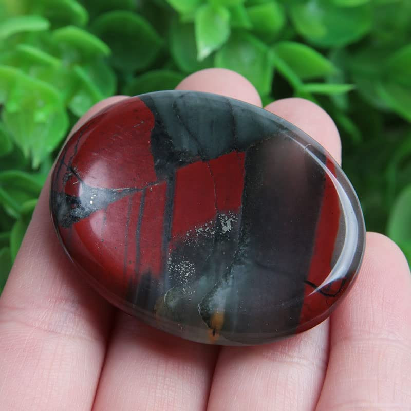 2Pcs Bloodstone Jasper Palm Stone Rock Crystal Healing Reiki Polished Worry