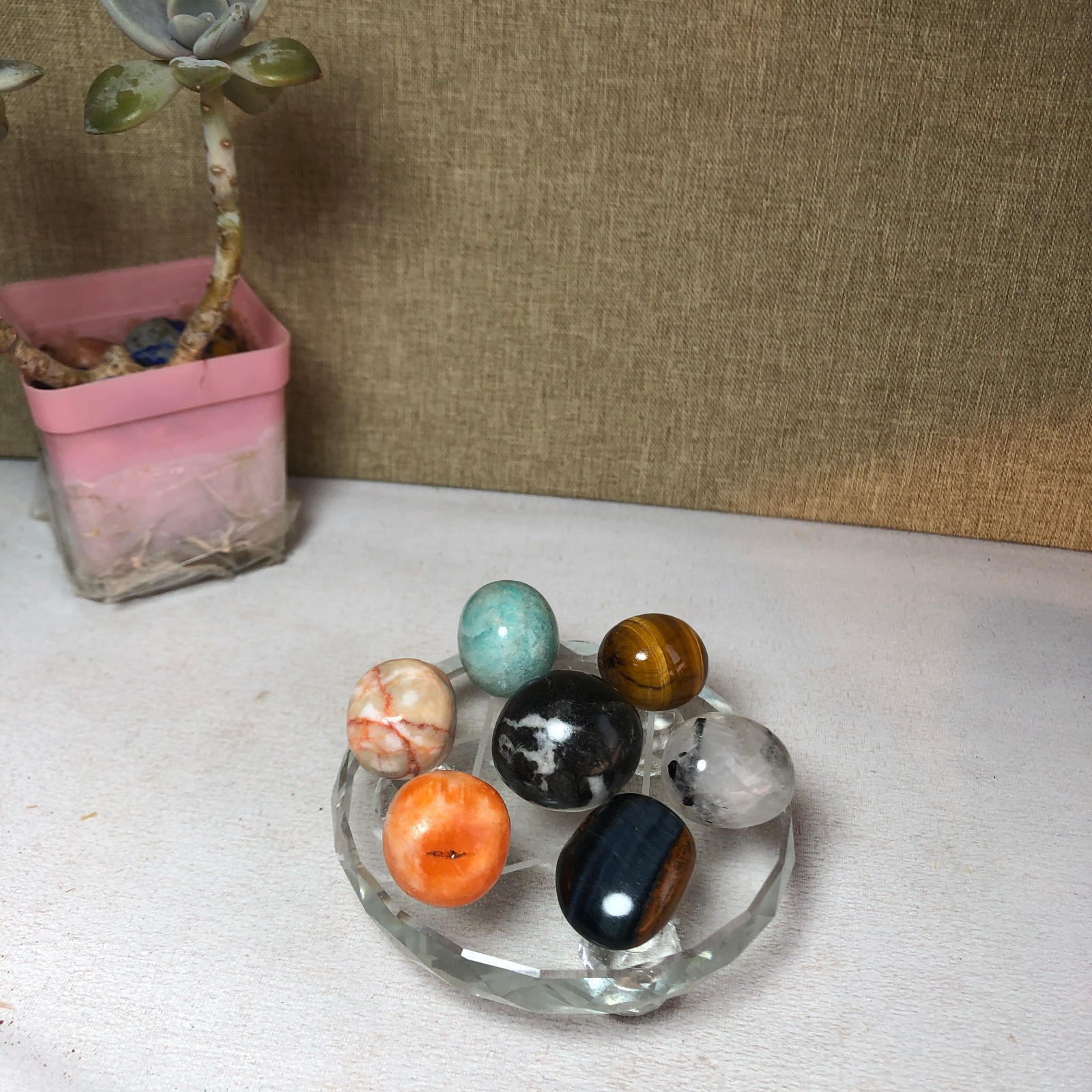 Natural various semi-precious stone Crystal Seven Star Array tumbled 200g A2475