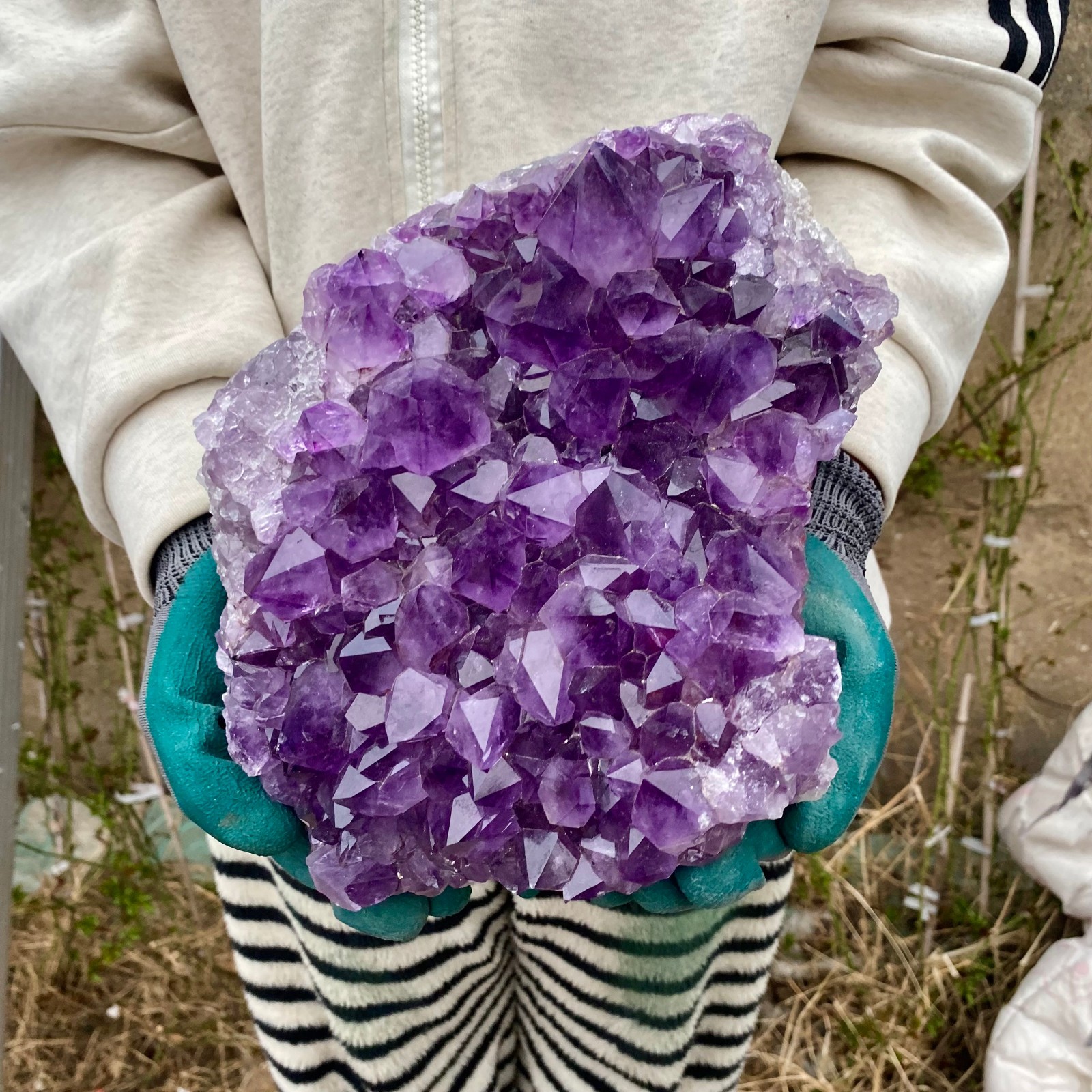 17.21LB Natural Amethyst geode quartz cluster crystal specimen energy healing