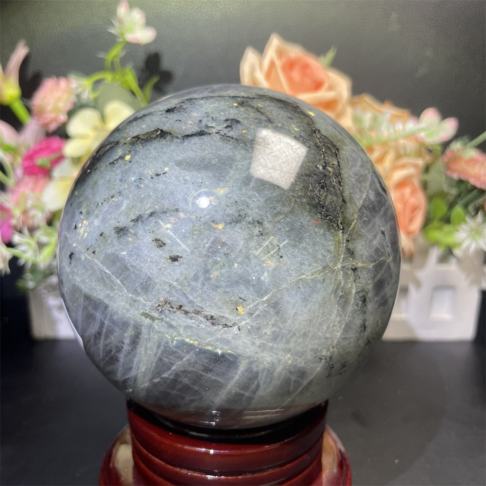 3.4LB 3.9″ Natural Purple Flash Labradorite Sphere Ball Decor Crystal Heal Reiki