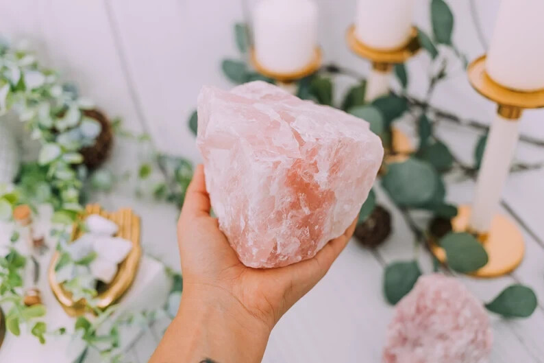 JUMBO Rose Quartz Natural Raw Crystals – Choose Size Huge Chunks (Love Stone)