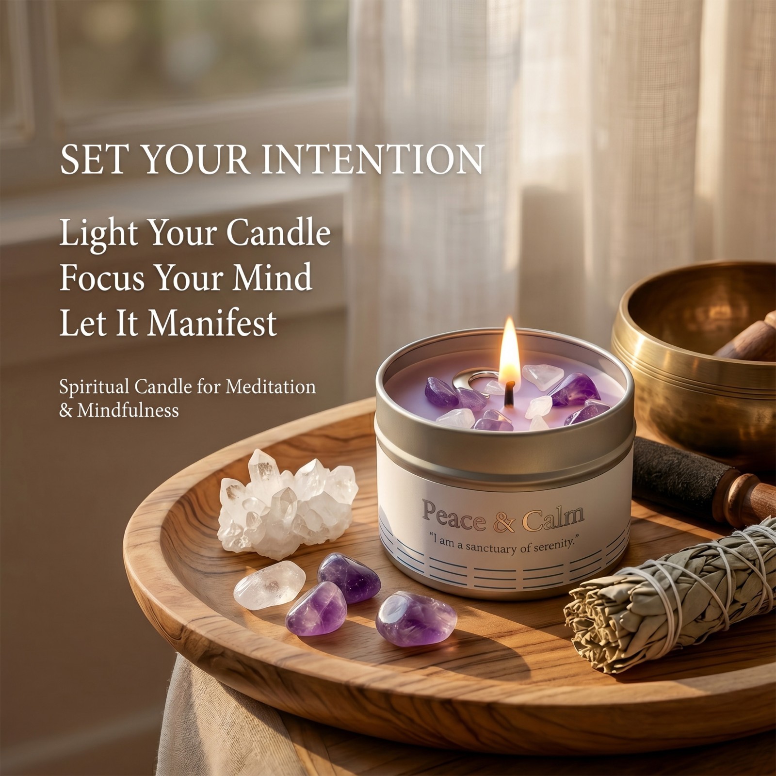EVODUCK Manifestation Candle Crystal Healing Soy Wax Spiritual Intention Gift