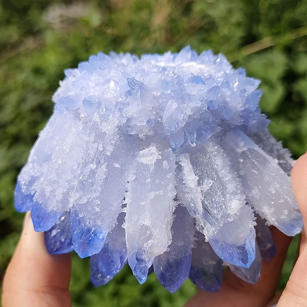 Artificial Blue Crystal Cluster Quartz Ornament Healing Decor Gift Reiki