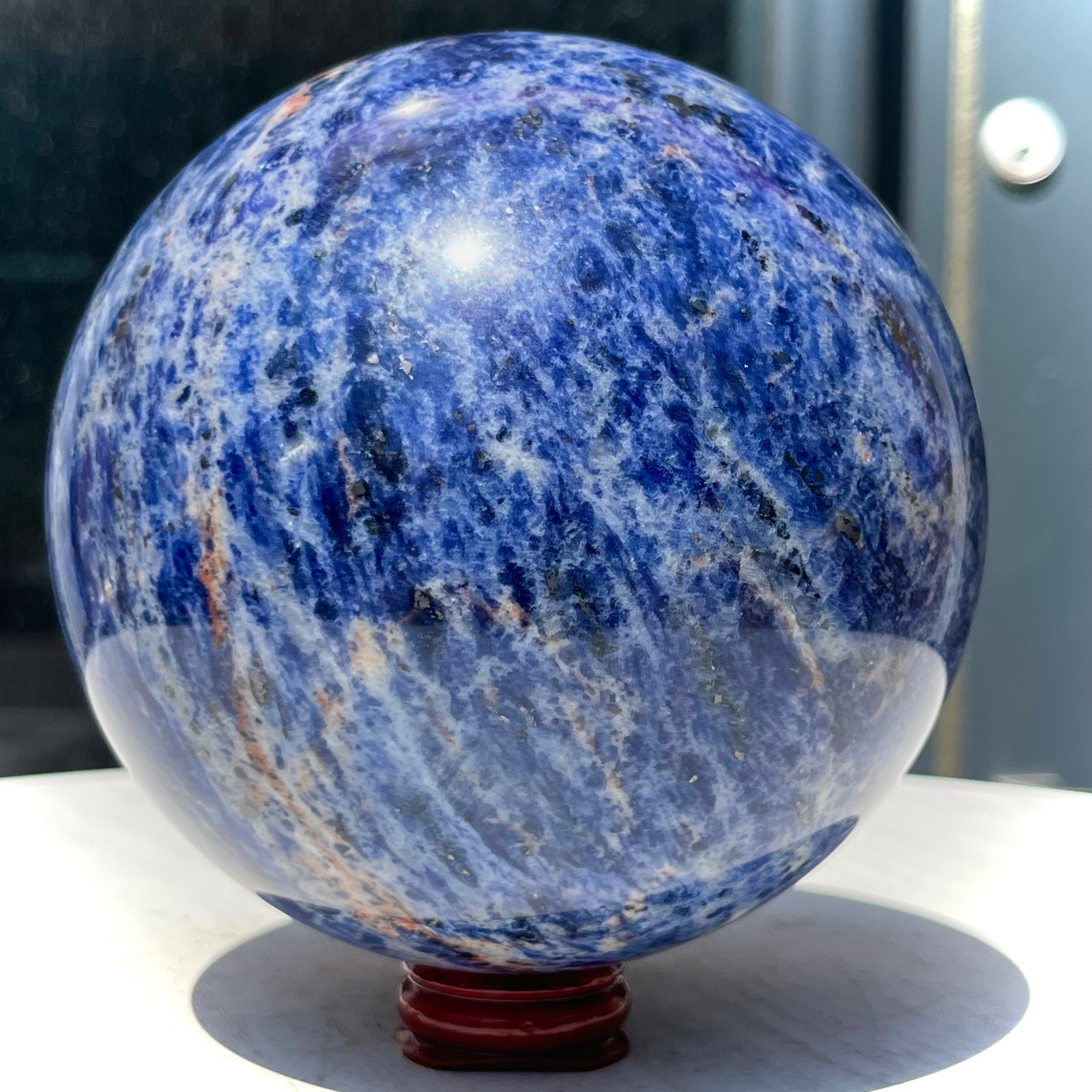 Genuine Blue Sodalite Sphere Unique Spiritual Healing Crystal Ball Gift 4.6 lb