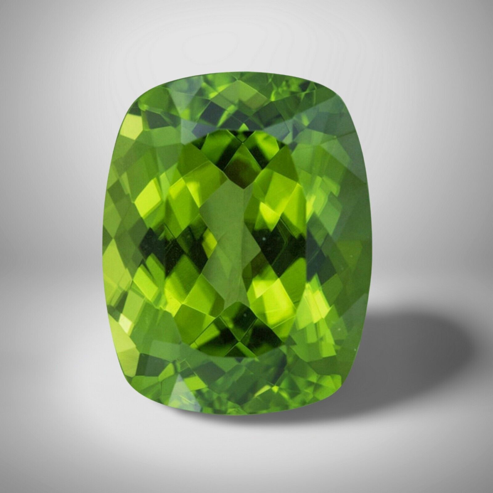 Peridot Cushion Cut Gemstone 6 Cts – 14×10 mm Vivid Loose Gem