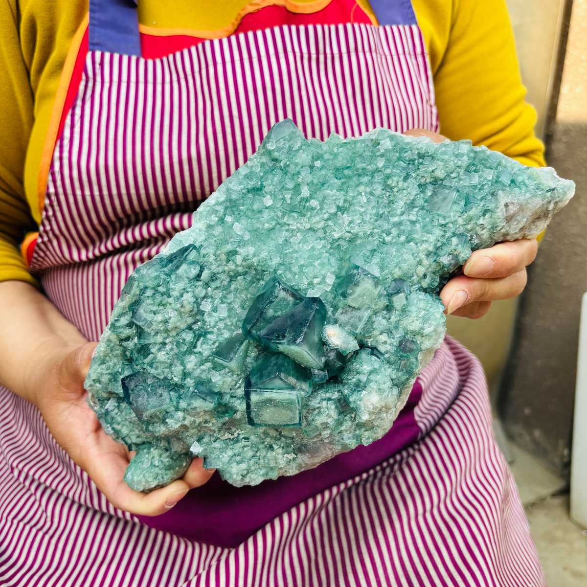 5.94LB Natural Fluorite Cluster Crystal Mineral Specimen Energy Reiki Healing