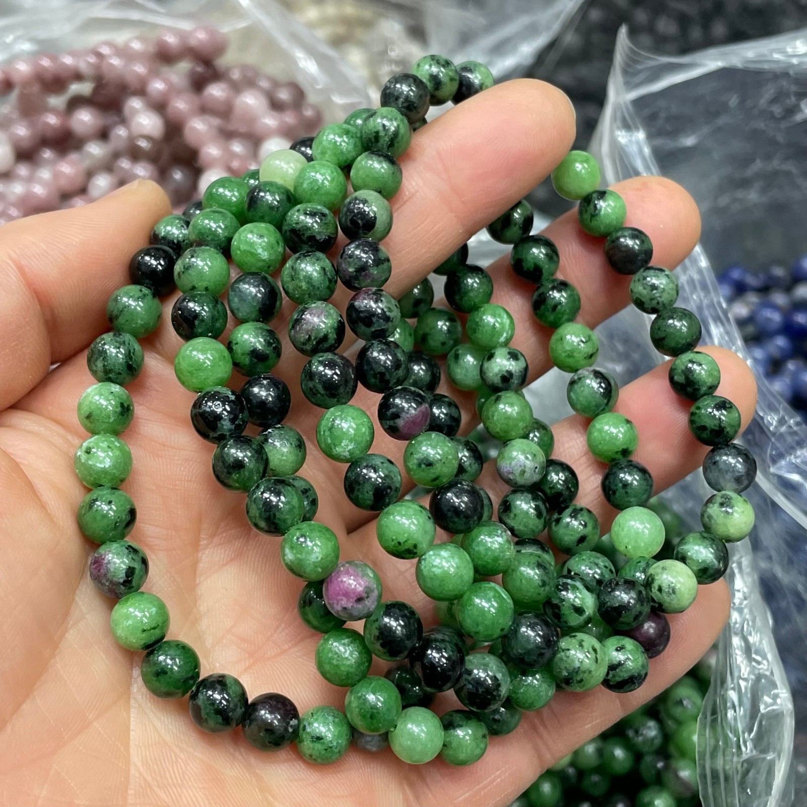6mm 10pcs Natural Ruby Zoisite Smooth Round Ball Gemstone Beads