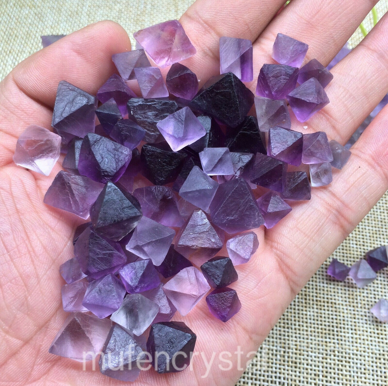 2.2lb Natural Purple Fluorite Octahedron Quartz Crystal Point Healing Gift