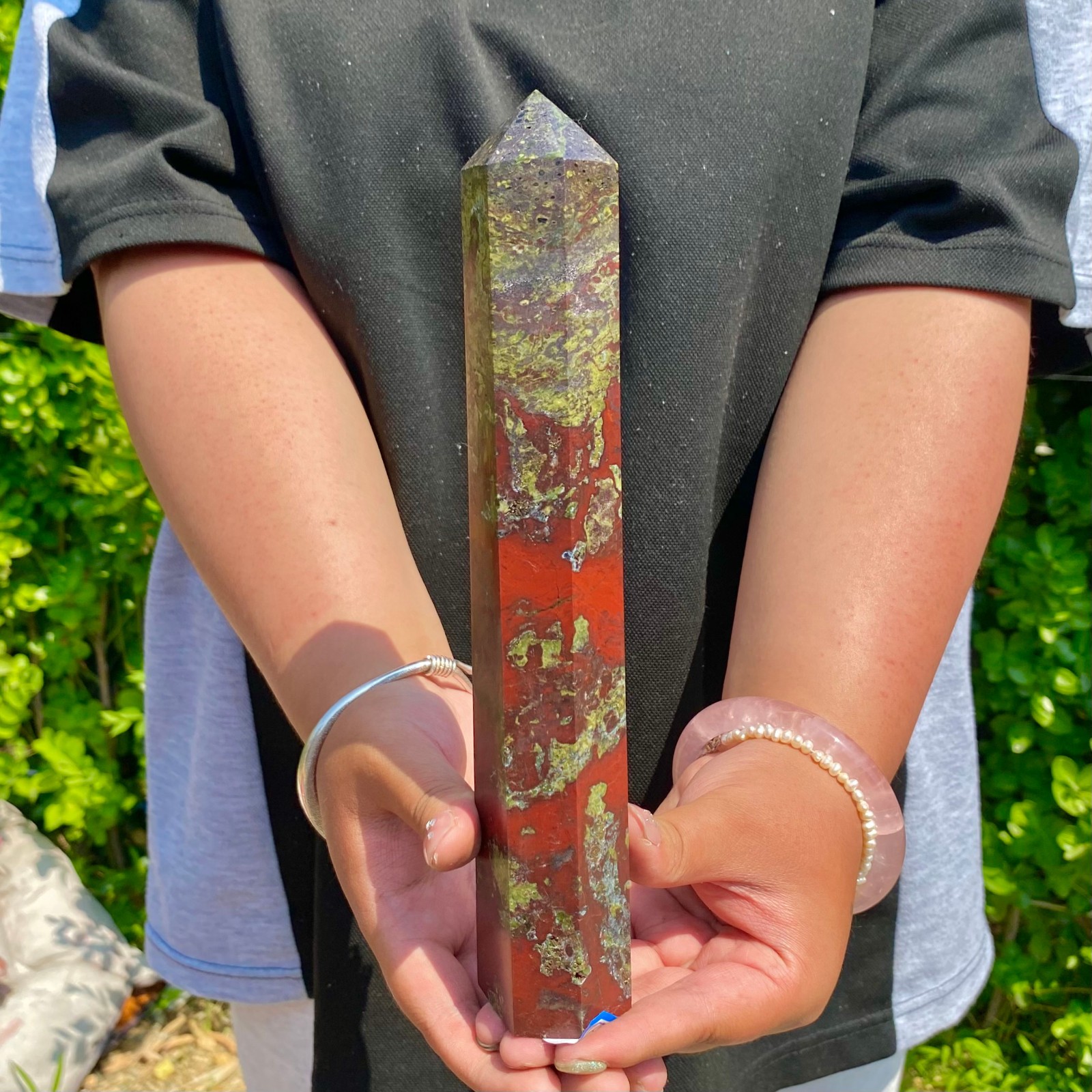 1.52LB Natural Dragon Blood Column Obelisk Crystal Column Wand Point Healin